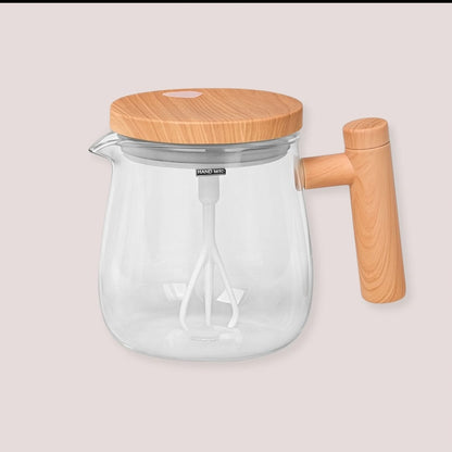 glass coffee warmer set with wooden handle