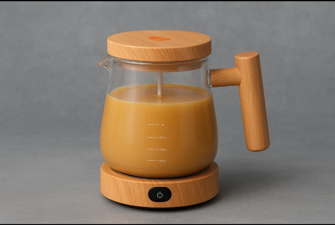 glass coffee warmer set with wooden handle