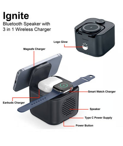 Ignite Bluetooth Speaker with 3 in 1 Wireless Charging